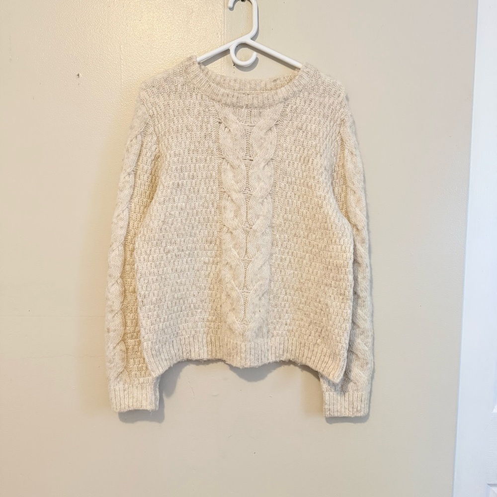 Elegant Cream Cable Knit Sweater